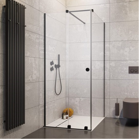 Душевое ограждение Radaway Furo Black KDJ RH 100х70 см L (стекло 8 мм), черный/прозрачное - фото 