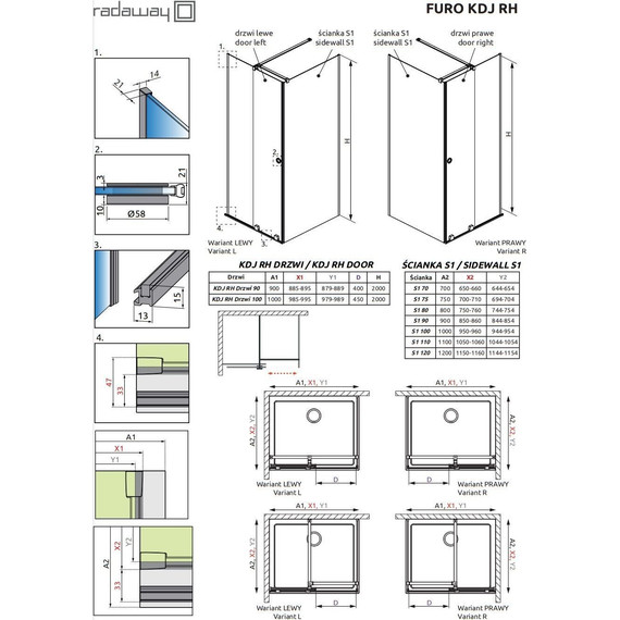 Душевое ограждение Radaway Furo Black KDJ RH 100х70 см R (стекло 8 мм), черный/прозрачное - фото 5