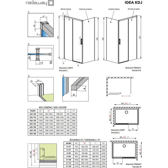 Душевое ограждение Radaway Idea Gold KDJ 150х90 см R, золото/прозрачное - фото 7