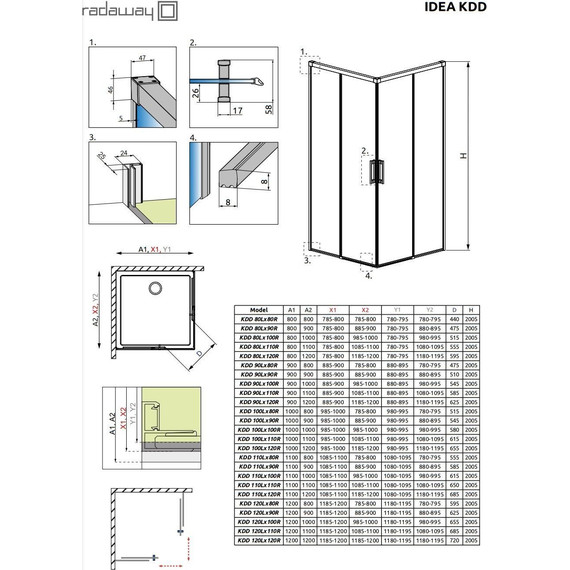 Душевое ограждение Radaway Idea Gold KDD 120х80 см, золото/прозрачное - фото 9