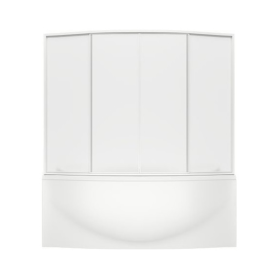 Шторка для ванны Bas Фиеста 1950х1450 мм, белый/матовое (пластик) - фото 