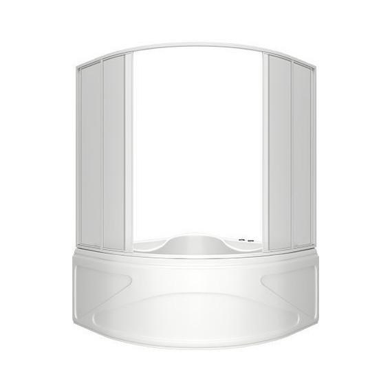 Шторка для ванны Bas Риола 1350х1450 мм, белый/матовое (пластик) - фото 