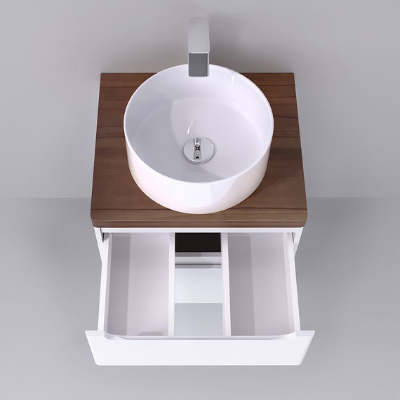 Тумба подвесная со светлой столешницей Jorno Wood 60 см Wood.01.60/P/W, белый - фото 