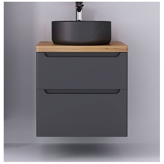 Тумба подвесная со светлой столешницей Jorno Wood 60 см Wood.01.60/P/GR, серый - фото 
