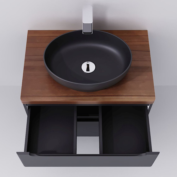 Тумба подвесная со столешницей Jorno Wood 80 см Wood.01.80/P/GR, серый - фото 