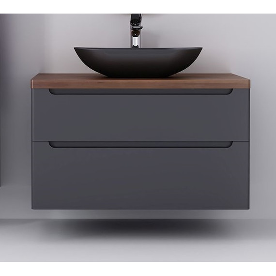 Тумба подвесная с тёмной столешницей Jorno Wood 100 см Wood.01.100/P/GR, серый - фото 
