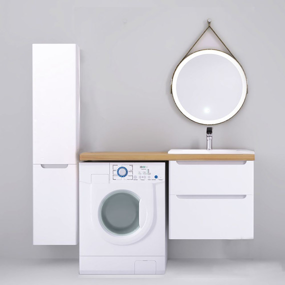 Тумба подвесная со столешницей Jorno Wood 122 см, белый R - фото 