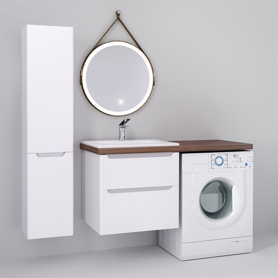 Тумба подвесная со столешницей Jorno Wood 122 см, белый L - фото 