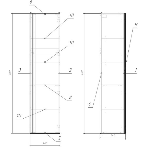 Пенал подвесной Cersanit Moduo 40 см SL-MOD/Wh, универсальный, белый - фото 8