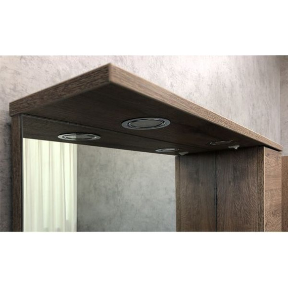 Зеркало-шкаф Comforty Марио 75 см, дуб тёмный - фото 7