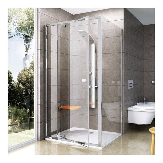 Душевое ограждение Ravak Pivot PPS+PDOP2-100x100 см, сатин/прозрачное - фото 