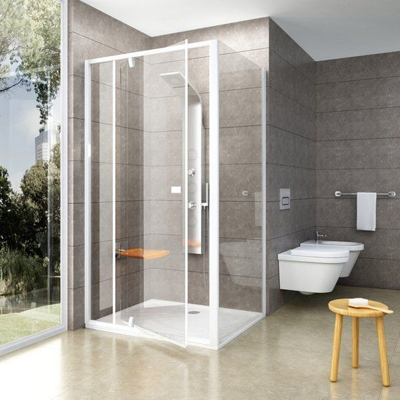 Душевое ограждение Ravak Pivot PPS+PDOP2 100х100 см, белый/прозрачное - фото 3