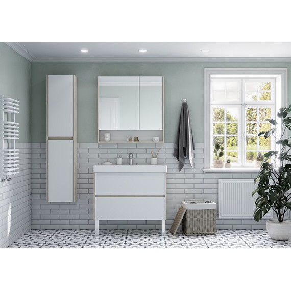 Зеркало-шкаф Акватон Сканди 85 см 1A252302SDB20, белый/дуб верона - фото 5