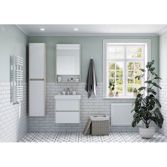 Тумба подвесная с раковиной Акватон Сканди 55 см 1A2517K0SDB20, белый/дуб верона - фото 7