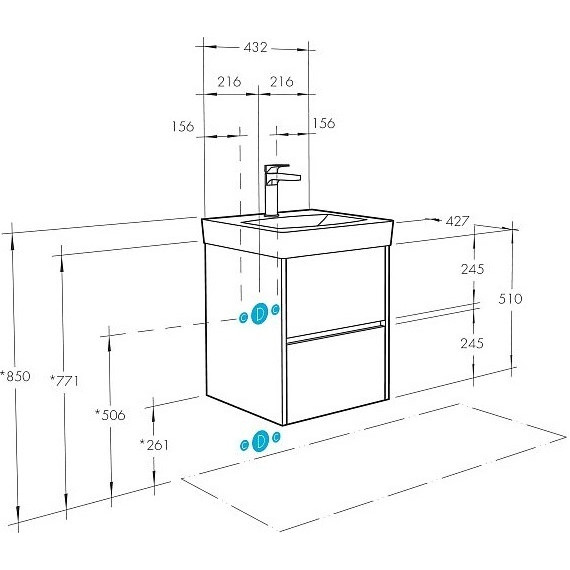 Тумба подвесная с раковиной Акватон Сканди 45 см 1A2516K0SDB20, белый/дуб верона - фото 8