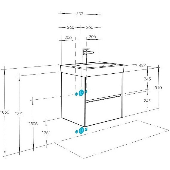 Тумба подвесная с раковиной Акватон Сканди 55 см 1A2517K0SDZ90, белый/дуб рустикальный - фото 10