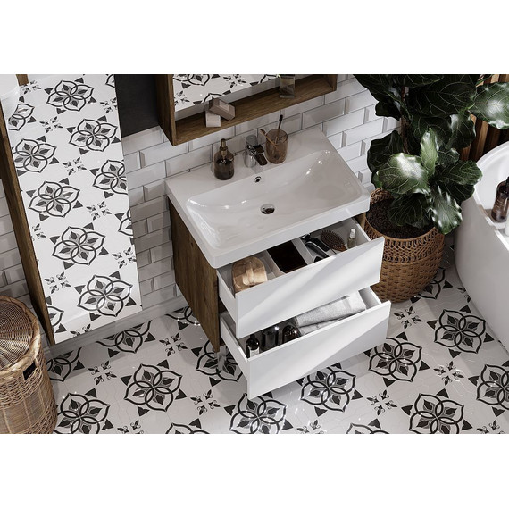 Тумба подвесная с раковиной Акватон Сканди 70 см 1A2518K0SDZ90, белый/дуб рустикальный - фото 9