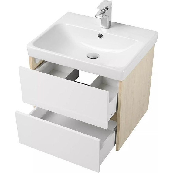 Тумба подвесная с раковиной Акватон Сканди 70 см 1A2518K0SDB20, белый/дуб верона - фото 5