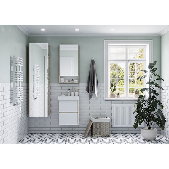 Тумба подвесная с раковиной Акватон Сканди 45 см 1A2516K0SDB20, белый/дуб верона - фото 7