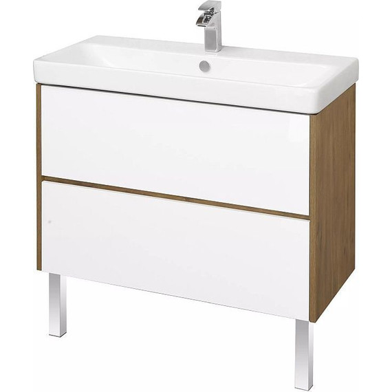 Тумба подвесная с раковиной Акватон Сканди 90 см 1A2519K0SDZ90, белый/дуб рустикальный - фото 4