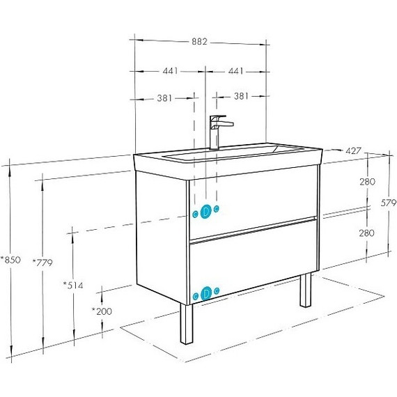 Тумба подвесная с раковиной Акватон Сканди 90 см 1A2519K0SDB20, белый/дуб верона - фото 9