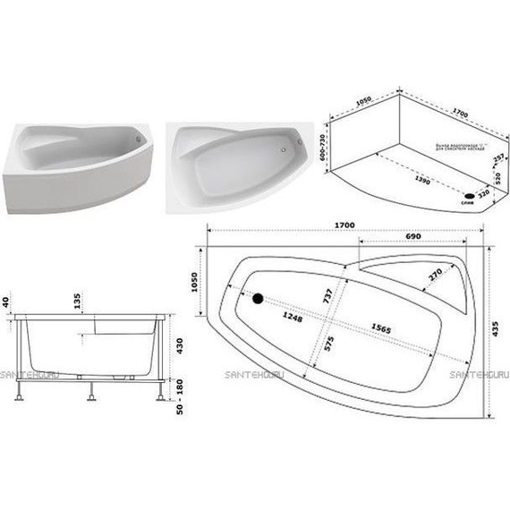 Панель фронтальная Bas Камея 170 см R - фото 2