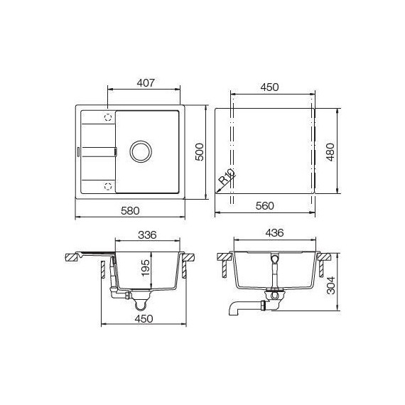 Кухонная мойка Schock Optima 45D 700786, оникс - фото 4