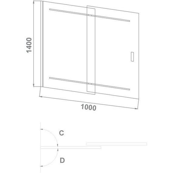 Шторка для ванны Bas Screen SL-100-C-CH 1000х1400 мм, хром/прозрачное - фото 3