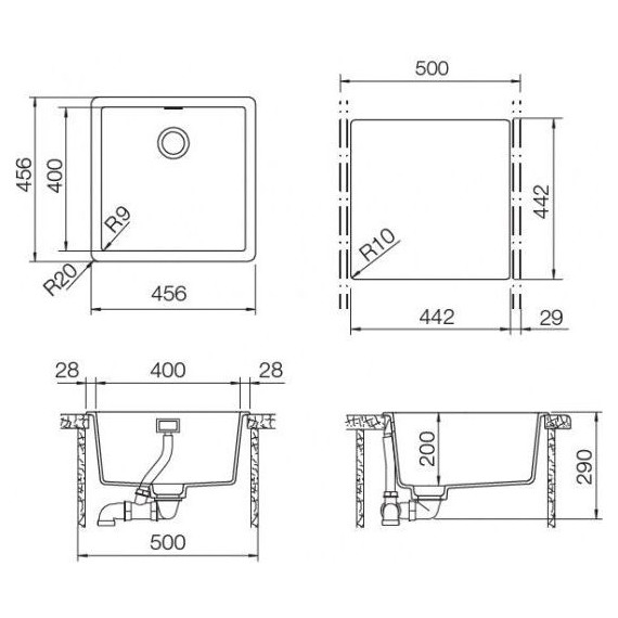 Кухонная мойка Schock Brooklyn 50 700893, лунный камень - фото 3