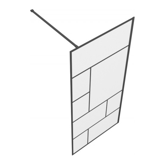 Душевая перегородка Bravat Blackline 90 см BG090.6414B с кронштейном в комплекте, черный/прозрачное - фото 