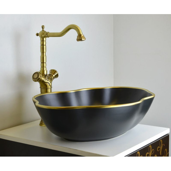 Раковина-чаша Bronze de Luxe 50 см 1395, черный/золото - фото 3