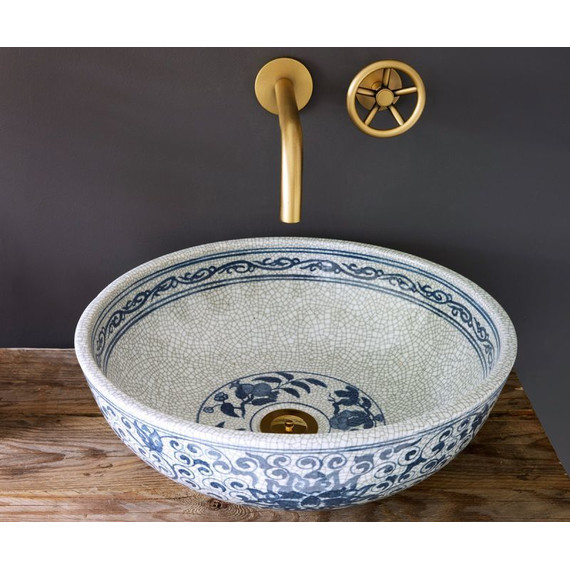 Раковина-чаша Bronze de Luxe Melody 40 см 2241, синий/искусственное состаривание - фото 3