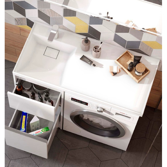 Раковина над стиральной машиной Акватон Лондри 105 см 1A72833KLH01L (раковина слева) - фото 4