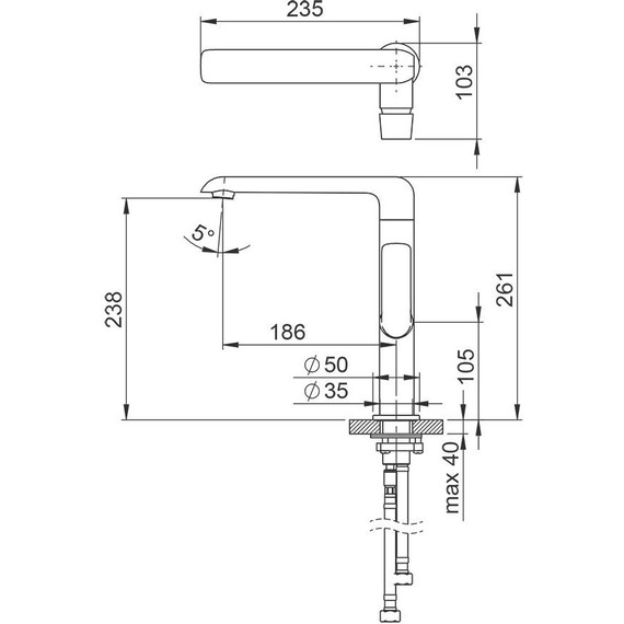 Смеситель для раковины высокий Ravak Flat - FL 016.00 X070125 - фото 3