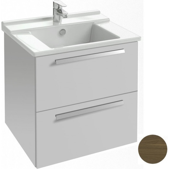 Тумба подвесная с раковиной Jacob Delafon Struktura 57 см EB1276-E16, ореховое дерево - фото 