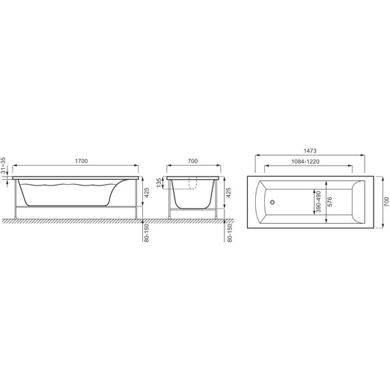 Ванна акриловая Jacob Delafon Ove 170х70 см E6D302RU-00 - фото 6