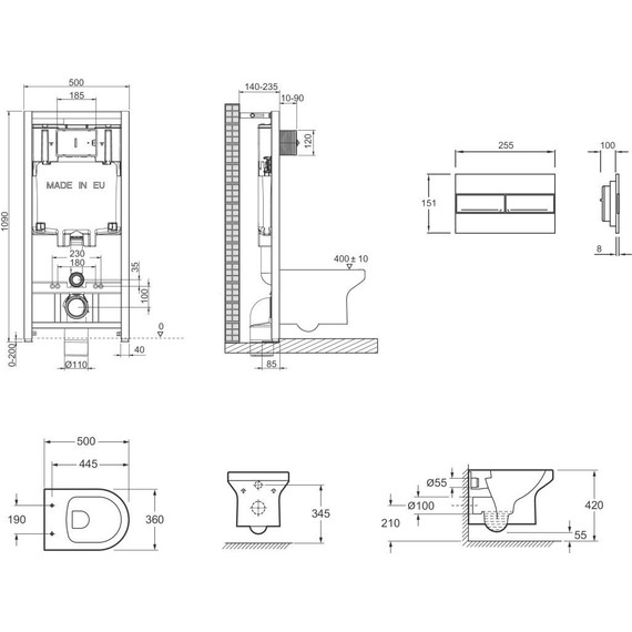 Инсталляция с подвесным безободковым унитазом Jacob Delafon Elite E21742RU-00 - фото 7