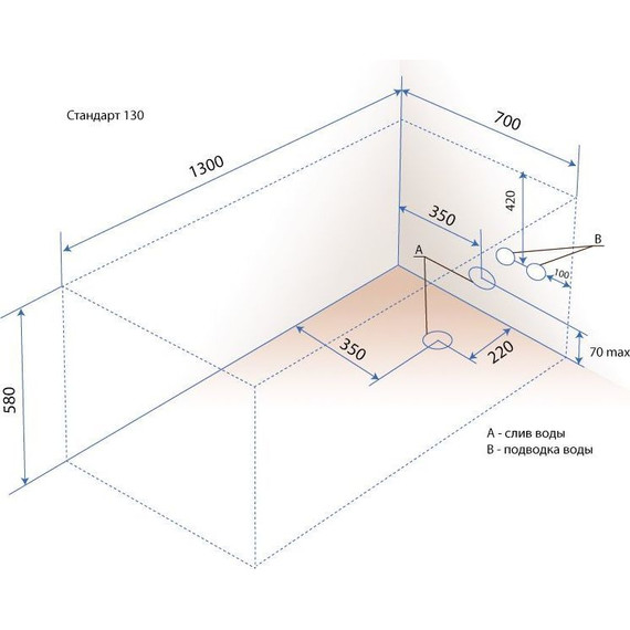 Ванна акриловая 130х70 Тритон Стандарт, Размер - мм: 1300х700 - фото 9