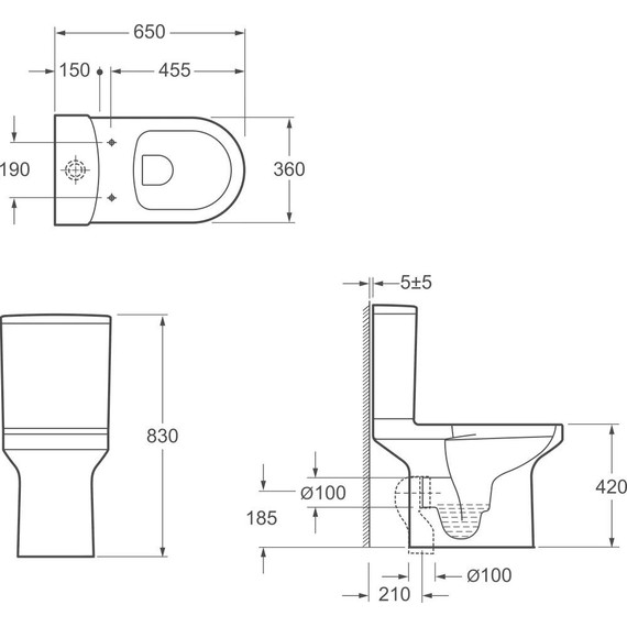 Унитаз-компакт безободковый Jacob Delafon Elite E20997-00 с крышкой микролифт - фото 3