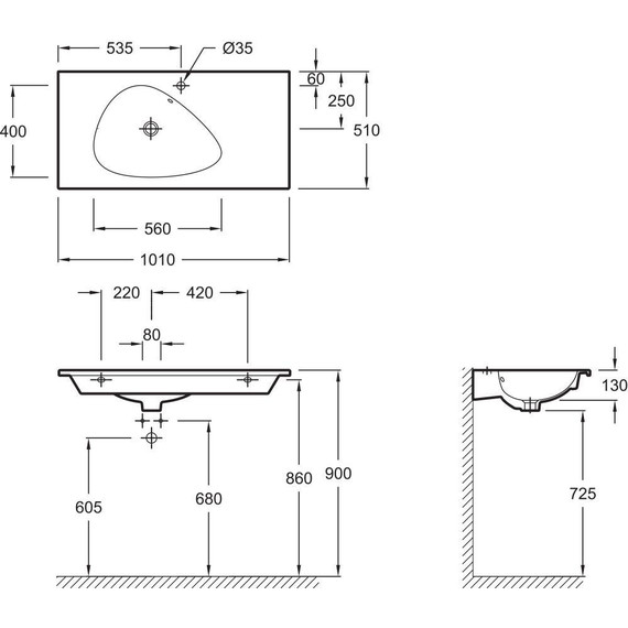 Раковина подвесная Jacob Delafon Nouvelle Vague 100 см EXAQ112-00 - фото 5