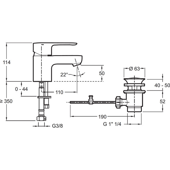 Смеситель для умывальника с лейкой для биде Jacob Delafon July E16319-4-CP - фото 2