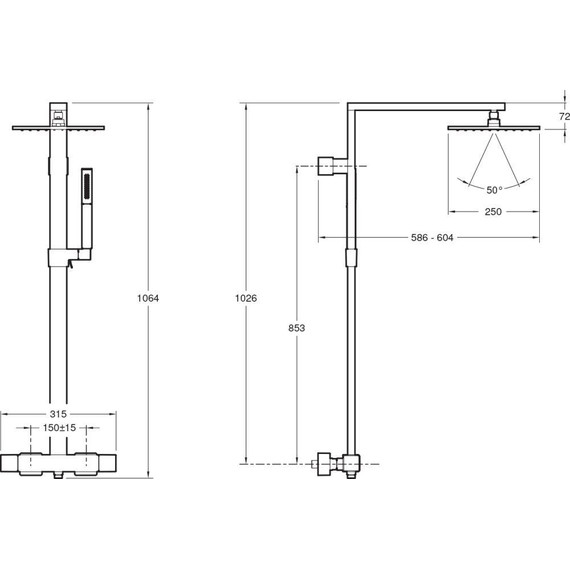 Душевая стойка с термостатом Jacob Delafon Strayt E98321-CP - фото 10