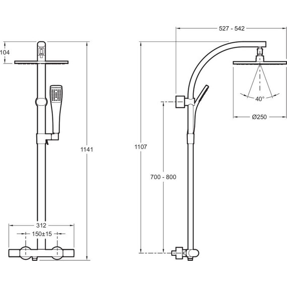 Душевая стойка с термостатом Jacob Delafon Talan E11717RU-CP - фото 11