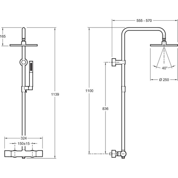 Душевая стойка с термостатом Jacob Delafon Toobi E8993-CP - фото 6