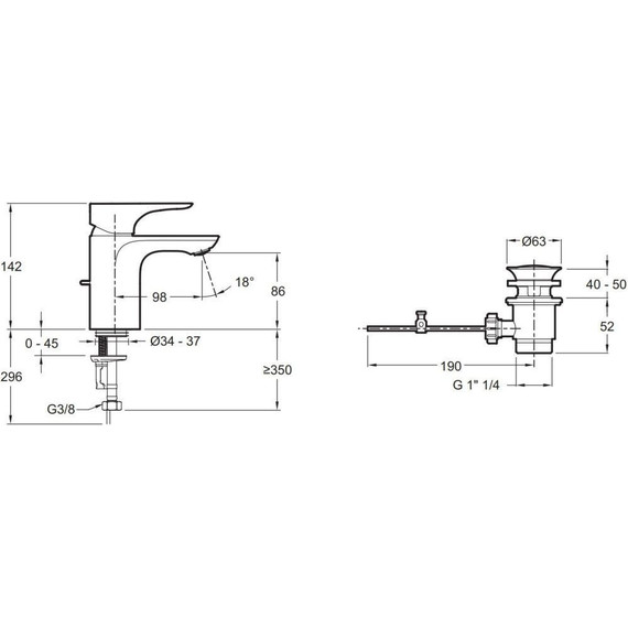 Смеситель для раковины Jacob Delafon Villette E23718-CP - фото 3