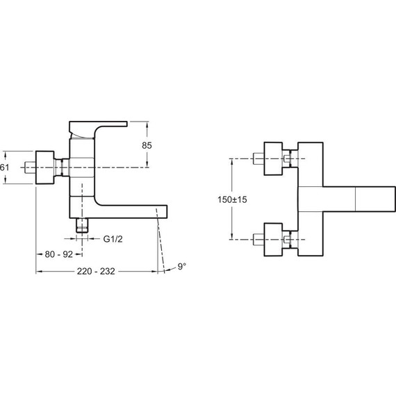 Смеситель для ванны Jacob Delafon Strayt E45370-CP - фото 2
