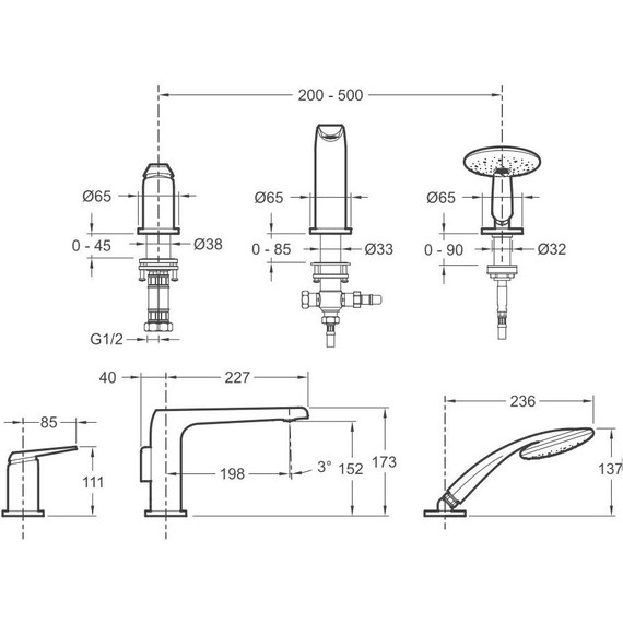 Смеситель для ванны Jacob Delafon Avid E97360-CP - фото 2