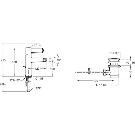 Смеситель для биде Jacob Delafon Odeon Rive Gauche E21033-GLD-CP, хром/золото - фото 3