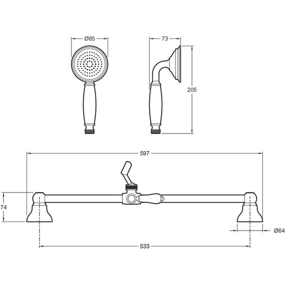 Душевой гарнитур Jacob Delafon Louise E24364-CP, хром/белый - фото 3