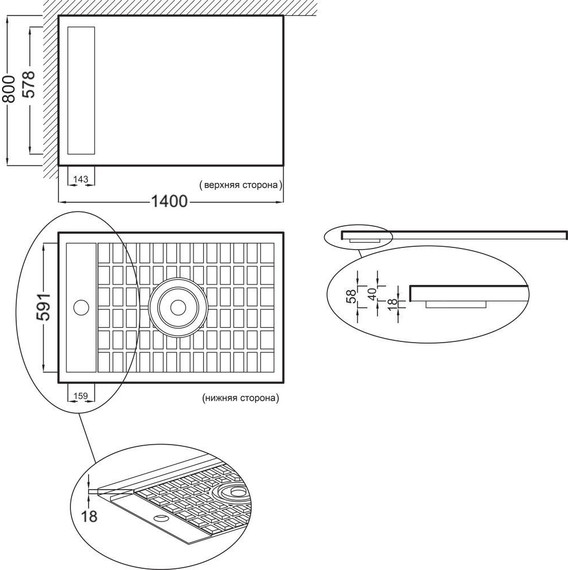 Акриловый поддон Jacob Delafon Flight Neus 140х80 см E66515-F-00 (с антискользящим покрытием) - фото 4